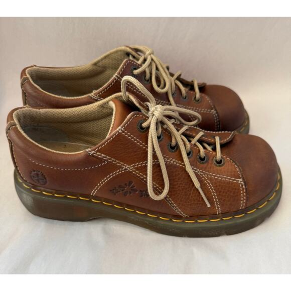 Dr. Martens RARE Daisy Floral Vintage Platform Oxfords Brown Leather Women’s 10 - Picture 3 of 13